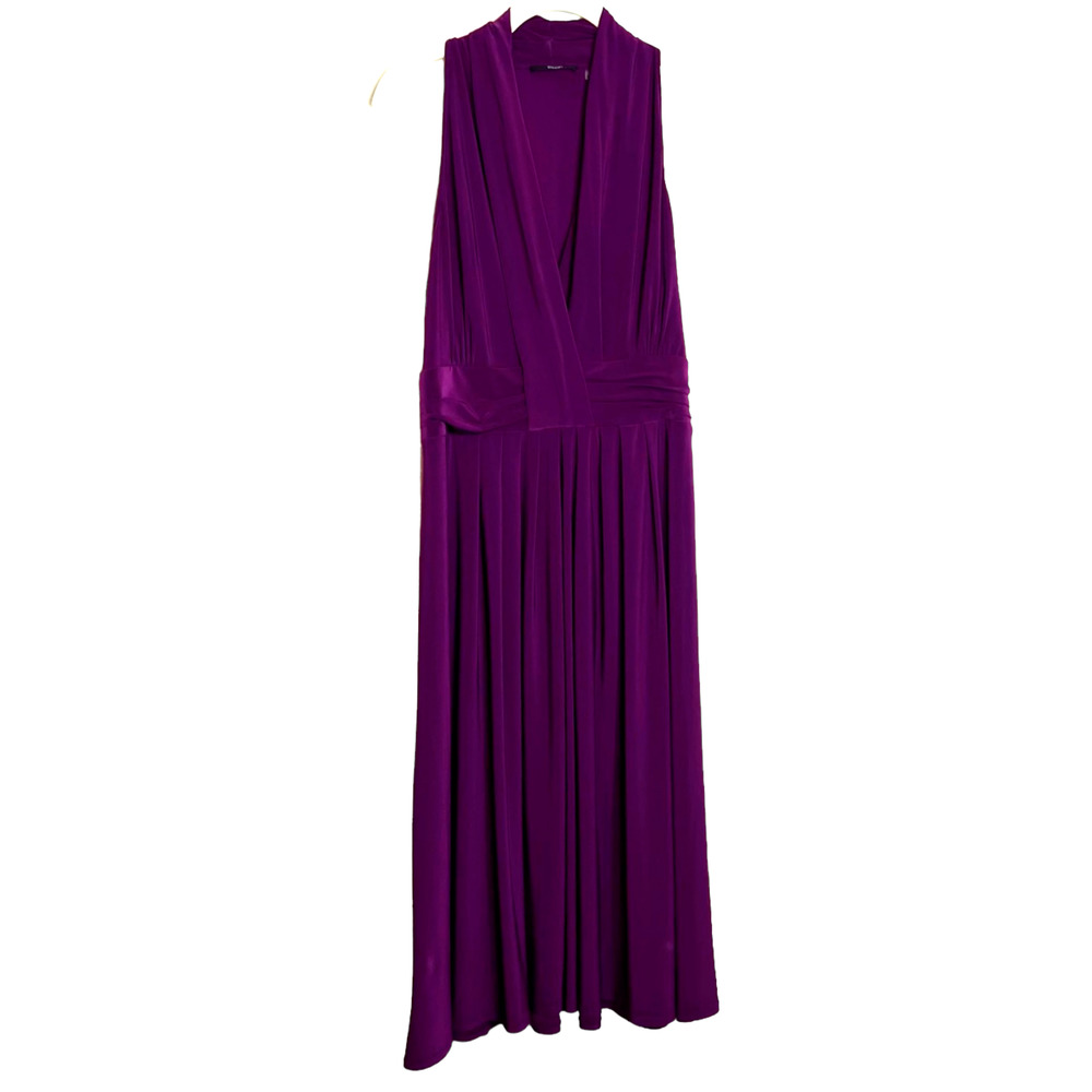 Tahari Womens Sleeveless Midi Sheath Dress XL Purple Plunging Neckline Sexy